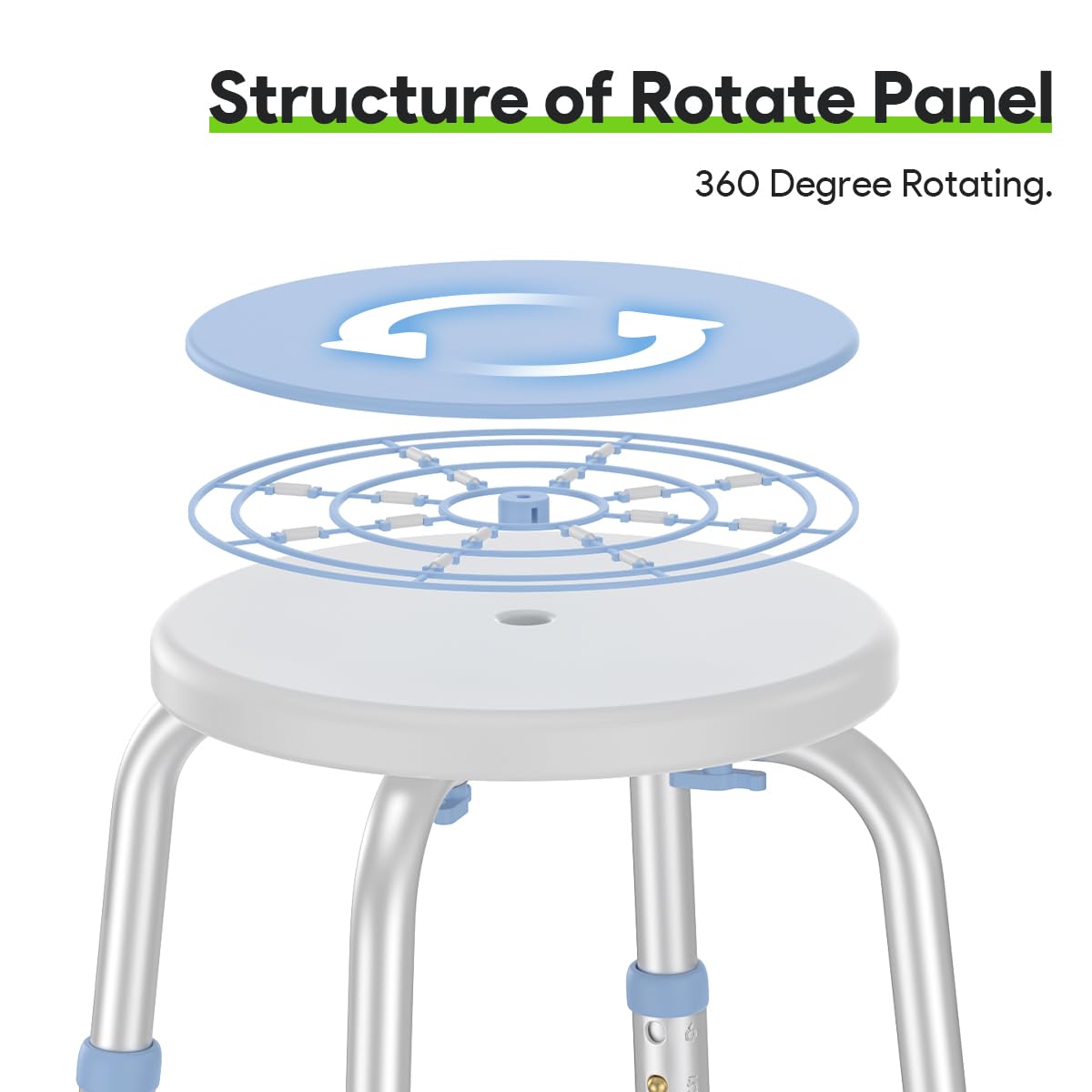 360 Rotating Swivel Shower Seat with Anti-Slip Rubber Tips O390