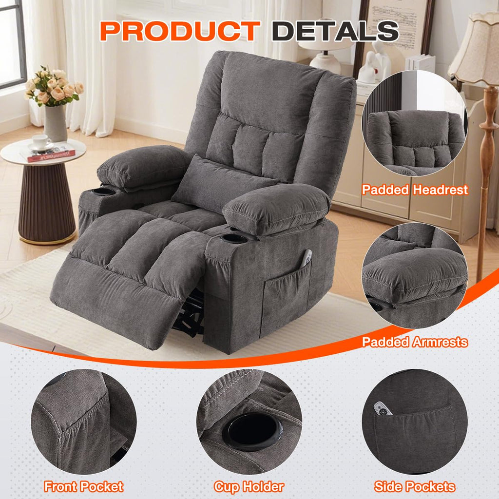 Oversized Swivel Rocker Recliner with Massage and Heat H127352