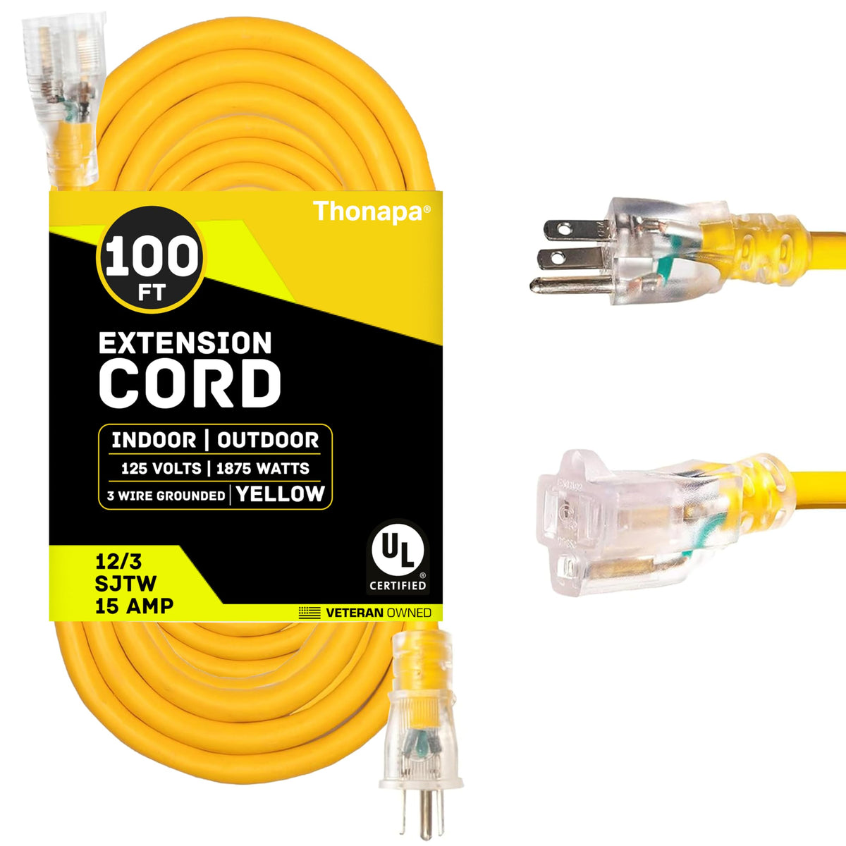 100 Foot Heavy Duty Yellow Extension Cord F3346