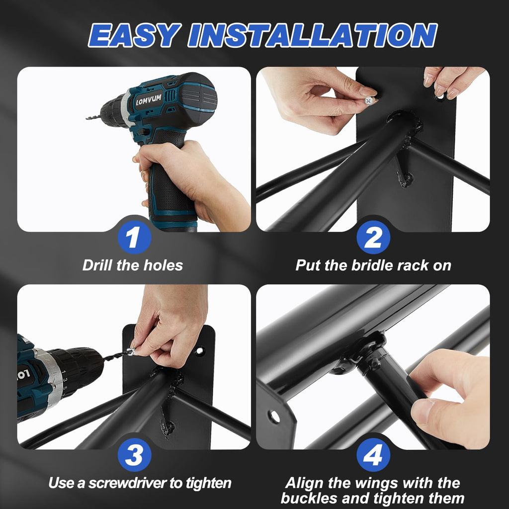12 Pack Wall Mount Saddle Rack with Bridle Hooks K8658