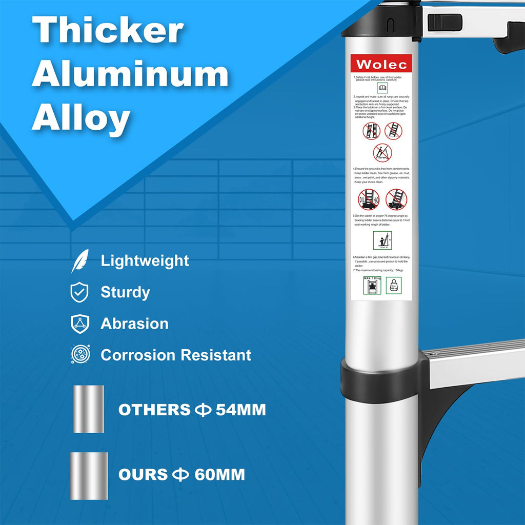 Telescoping Ladder with Hooks, 8.5 FT, 330 lb Capacity Y710229