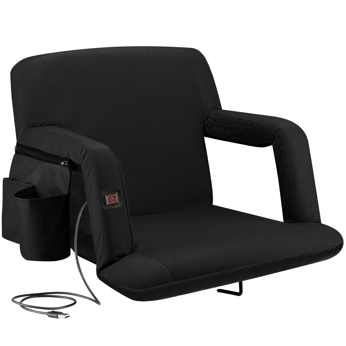 Heating Massage Reclining Stadium Seat with Arm Support G9572