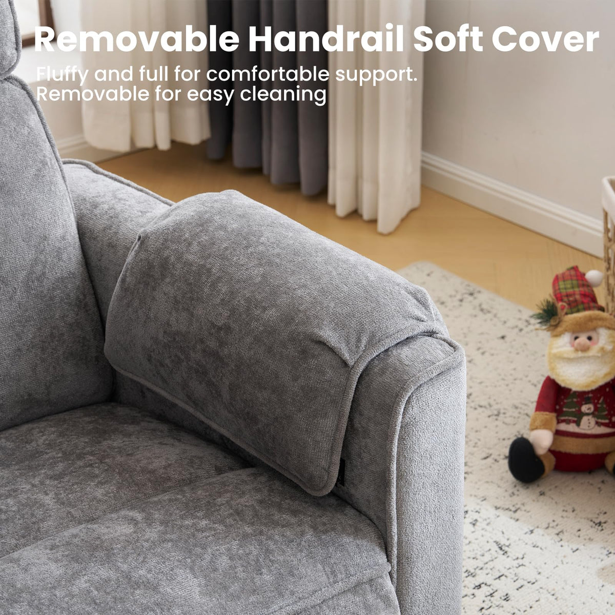 Oversized Swivel Rocking Recliner Chair with USB Ports, Grey Z6000