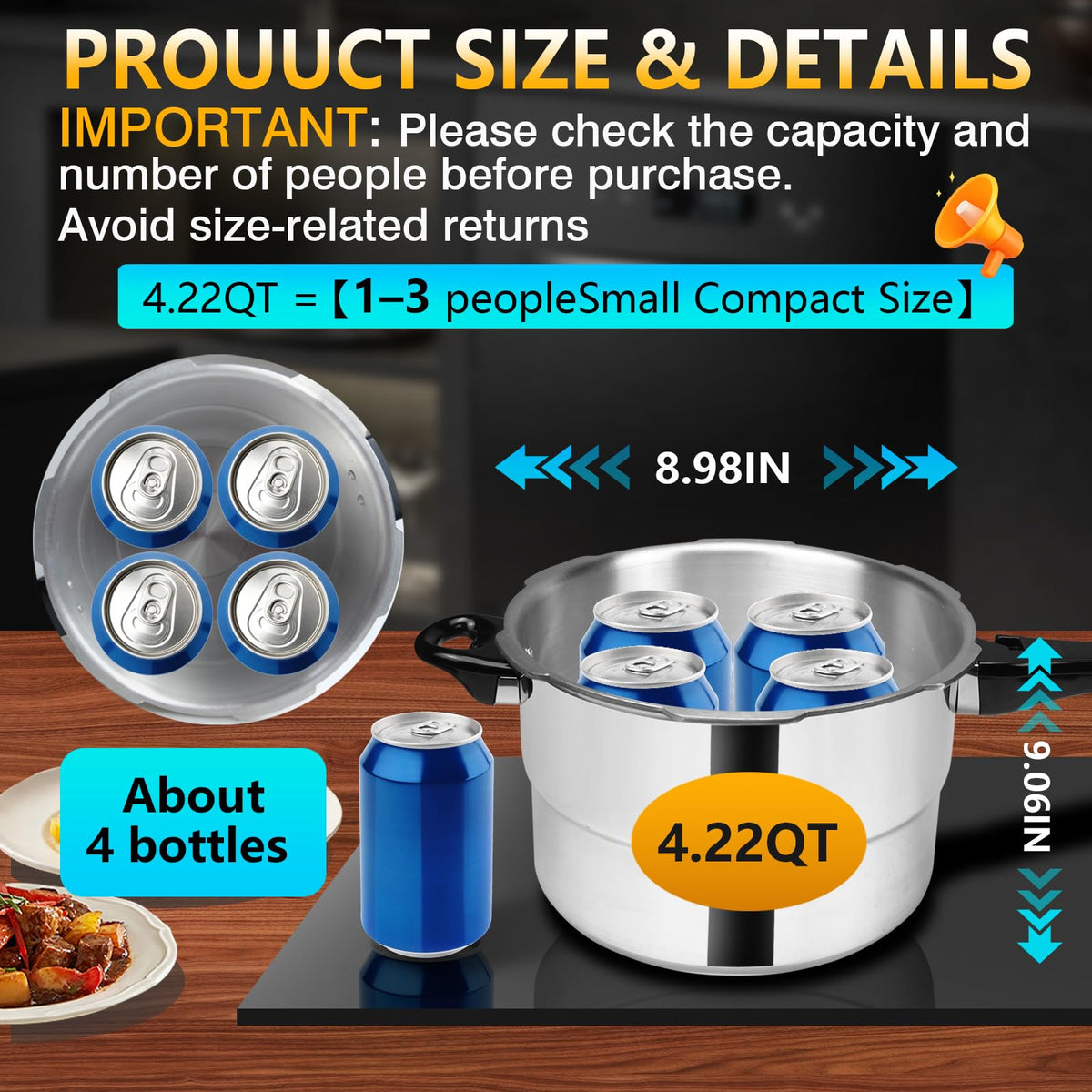 Aluminum 4.22Qt Pressure Cooker Y99592