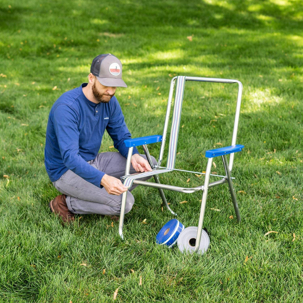 Blue 3" x 50' Lawn Chair Webbing W4707