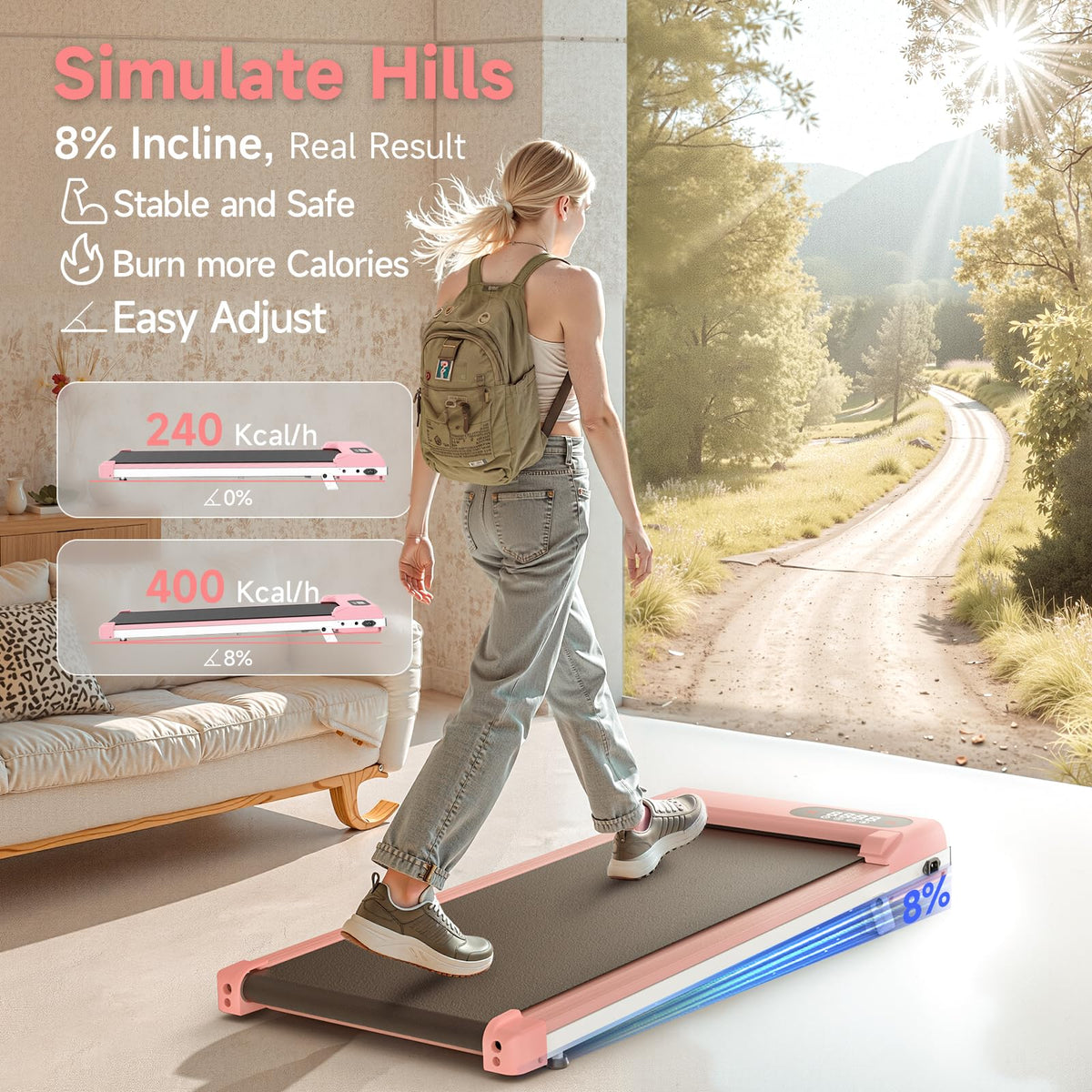 Incline Walking Pad with 8% Incline & 2.5HP Z627638